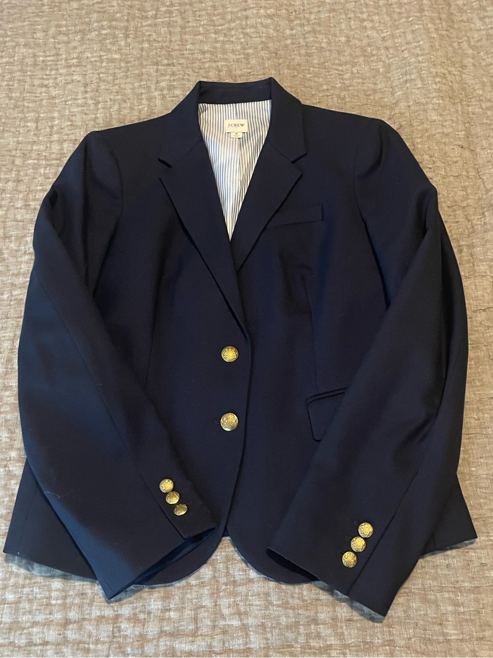 J. Crew Navy Wool Blend Blazer with Gold Buttons Size 8